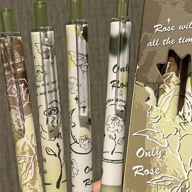 Rose Press Pen, High Appearance, Romantic Gel Ink Pen, Black