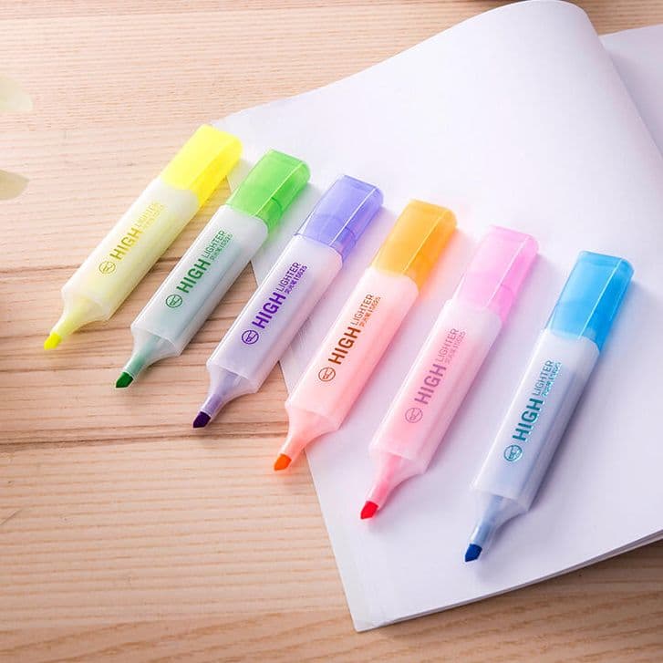 Rainbow fluorescent marker pens for students, highlighter for notes and key points, large capacity orange fluorescent marker, coloured pens
