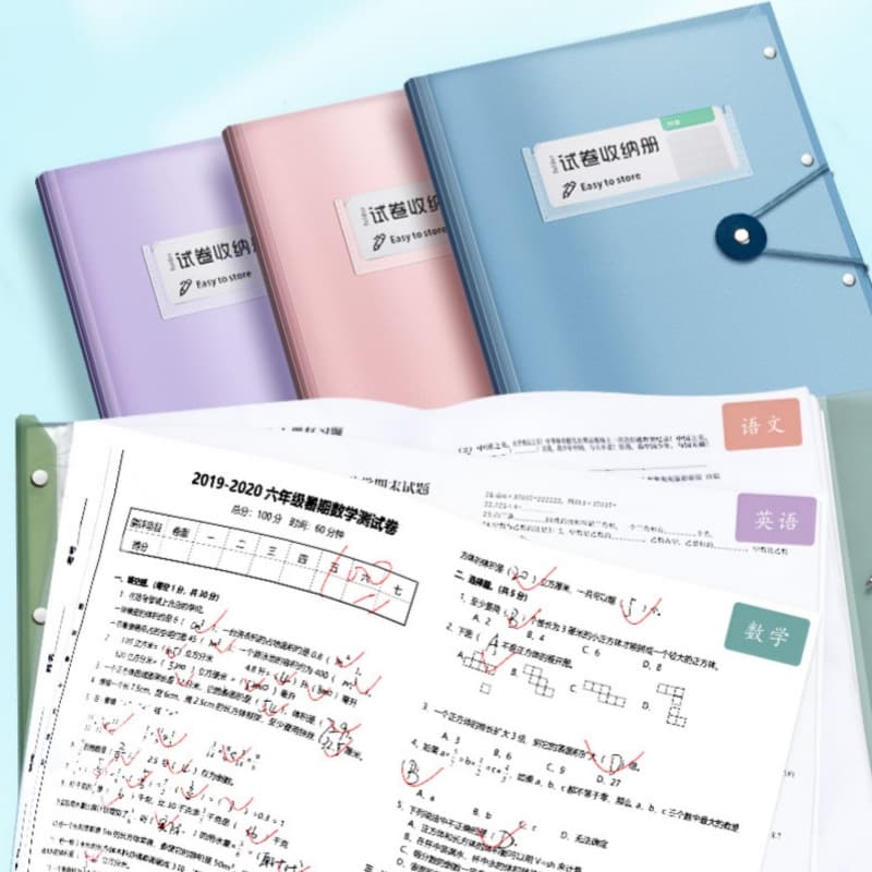 Exam Paper Storage Folder with Clear Inserts, Multi-layer, for Students
