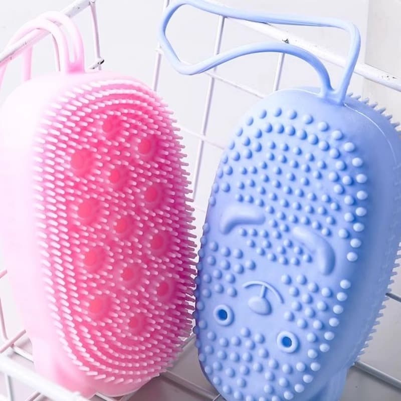 Bath Scrubber Brush with Silicone Sponge