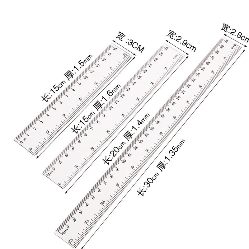 Clear Plastic Ruler Set 20/30/50cm for Drawing and Measurement