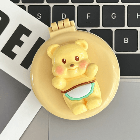 Cute Cartoon Bear Cushion Comb, Soft, Portable Folding Comb for Women, Mini Hairbrush