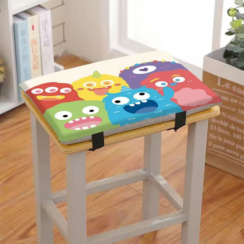 Sponge chair seat cushion, thick padded rectangular student cushion, cartoon style, for classroom use