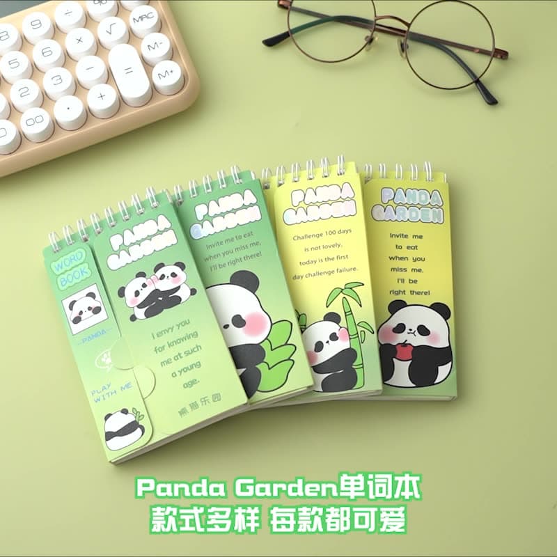 Panda Word Notebook Cartoon English Portable Diary Notebook with Cover Small Pocket Notebook