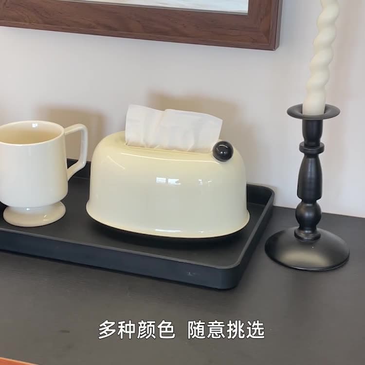 Attractive tissue box for living room, large capacity, cream style, automatic lift, plastic