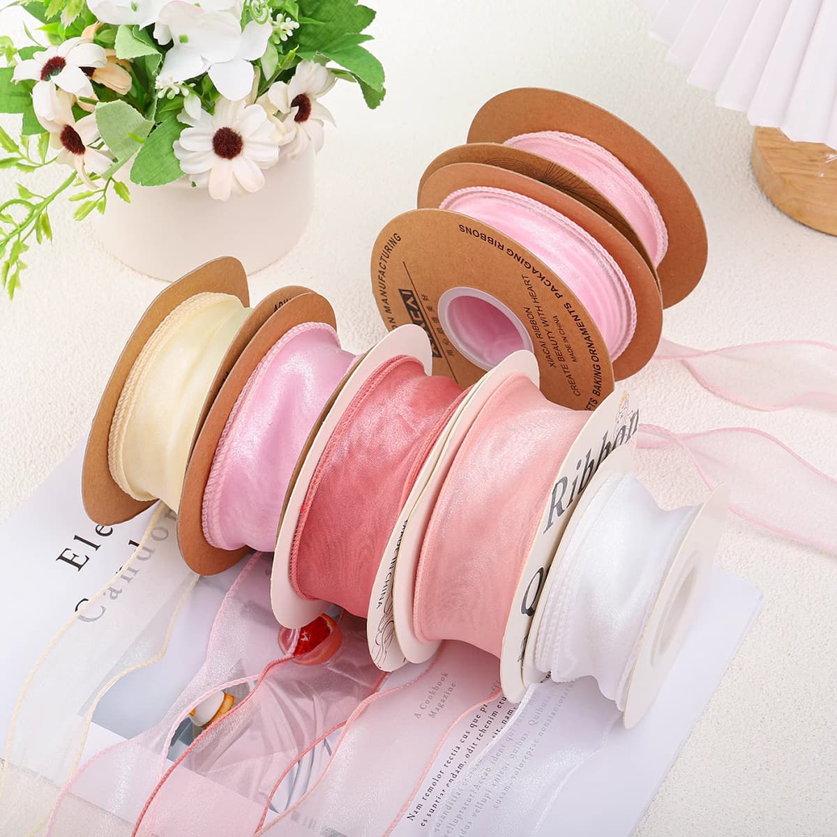 Birthday Flower Cake Decoration Trim Gold Edge Fishtail Tulle Ribbon Lace Overlock Flower Packaging Box Packing Ribbon