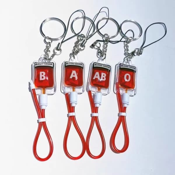 Blood Type Keyring Blood Bag Pendant Creative Bag Decor Niche Phone Charm