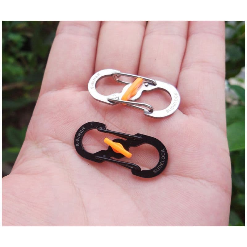Stainless steel 8-shape carabiner with lock, outdoor S-hook, snap hook, keyring, backpack zipper pull, safety buckle, metal