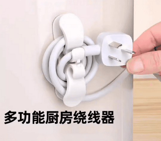 Multi-function plug holder hook with strong adhesive, no drilling, wall-mounted socket and power cord organizer