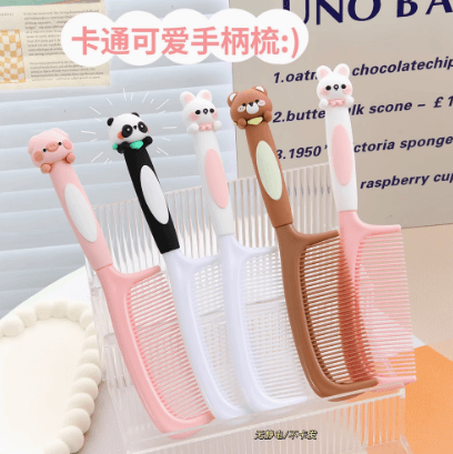 Thickened Silicone Handle Comb for Women, Portable Cushion Comb, Cartoon Kids, Home Use, Straight Hair