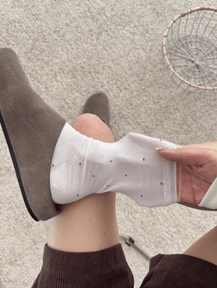 Grey Polka Dot Socks for Women Summer Thin Ballet Mid-Calf with Lace Trim Solid Stacking Socks Zhuji