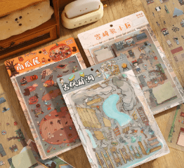 Large 3D Scene Sticker for Diorama, Miniature House, Journal Decoration
