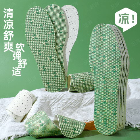 Summer Cool Insoles Soft Latex Deodorant Sweat-Absorbent Comfortable for Long Standing Barefoot Soft Sole Men's Women's Military Training Insoles