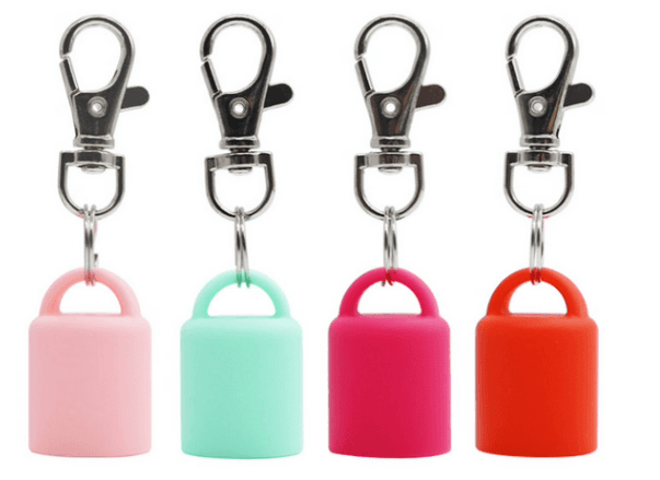 New keychain lip balm cap, silicone universal lip gloss keychain cover