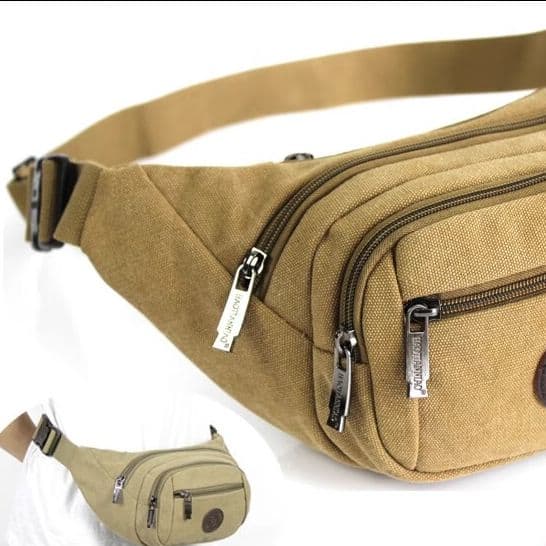 New Canvas Waist Bag Multi-functional Large Capacity for Men and Women, Outdoor Sports Travel Chest Bag