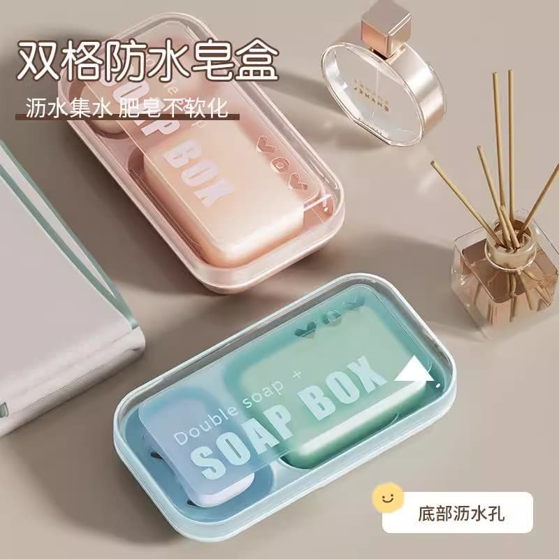 Double-grid soap dish with drainage, lid, multi-grid, new style, bubble double-layer