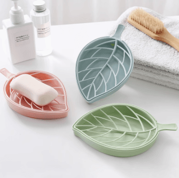 Creative Double-Layer Leaf-Shaped Soap Dish for Bathroom