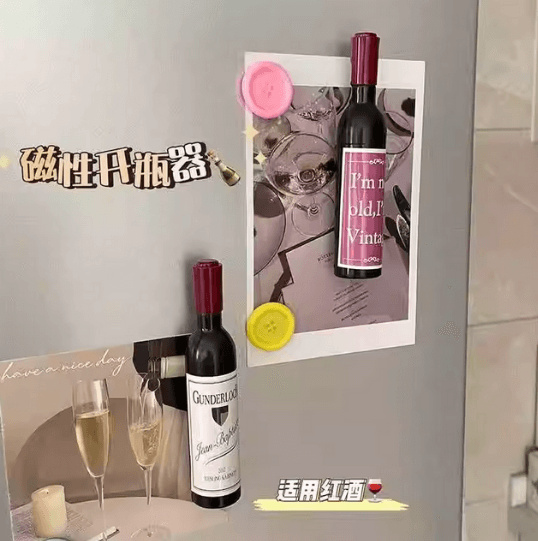 Multifunction Wine Bottle Opener Fridge Magnet Novelty Realistic Red Wine