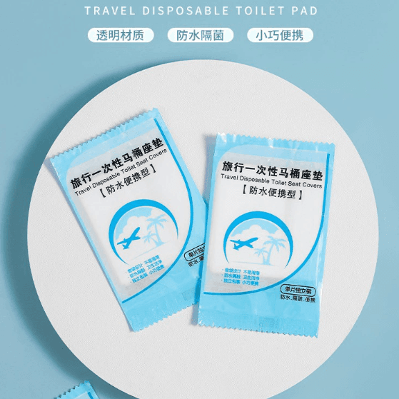 Disposable toilet seat covers for travel, maternity, hotel and home use