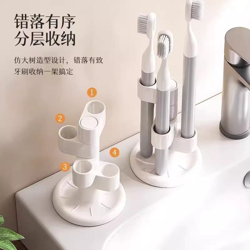 Rotating Toothbrush Holder Bathroom Vanity Desktop Organiser with Compartments, Makeup Brush Pen Holder Storage