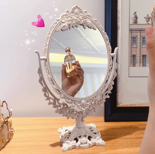 Double-sided makeup mirror, tabletop princess style, European large vanity mirror for dorm, high-definition beauty mirror