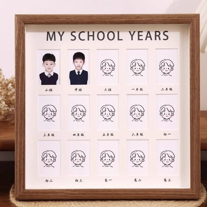 Kids' Growth Record Photo Frame, School Memory Album, Baby First Year Tabletop Display
