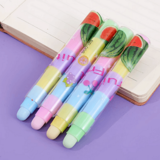 Creative bullet pen-shaped eraser, clean, detachable fruit five-section eraser
