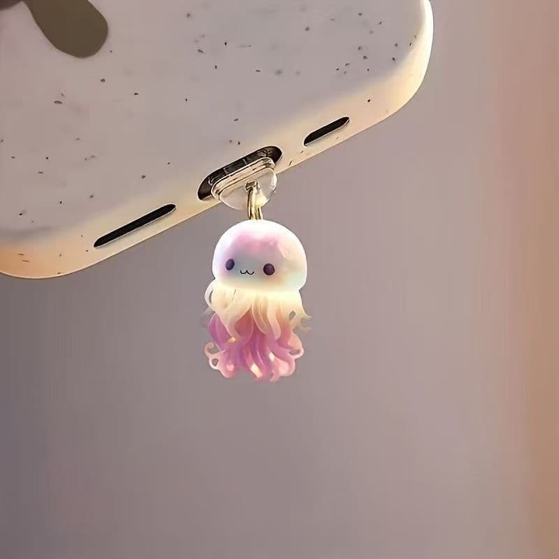 Cute jellyfish themed acrylic dust plug for Apple charging port and Type-C port