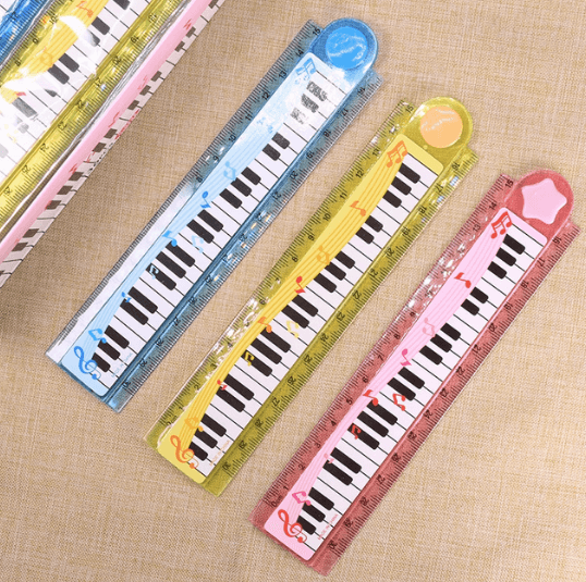 Piano Ruler Learning Stationery Cartoon Piano Note Straight Ruler Music Ruler Folding Ruler