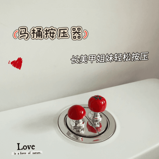 Cute Tomato Toilet Flush Button Press Aid and Lid Lifter