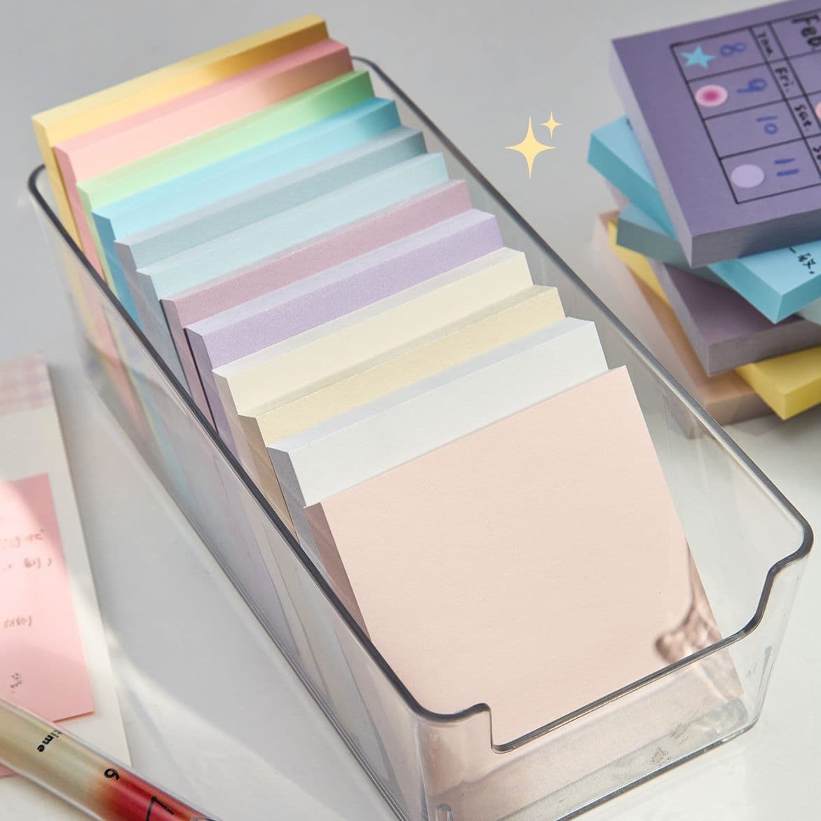 Coloured Sticky Notes for Students, High-Appearance Detachable Memo Notes, Ins Style, Exam Prep