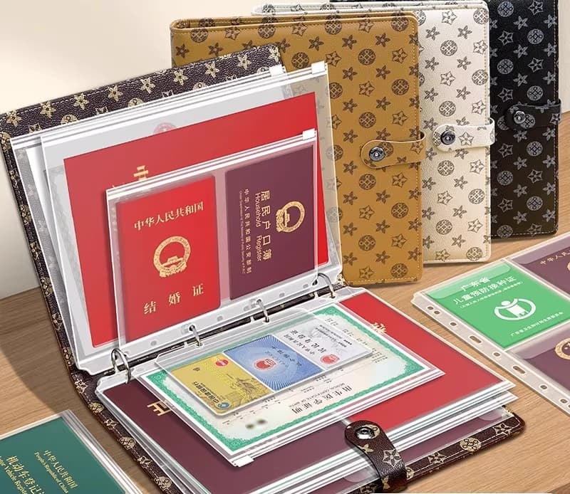 Document Organiser Wallet for Passport, Household Register, Driving Licence – Loose-leaf Folder with Archival Cover