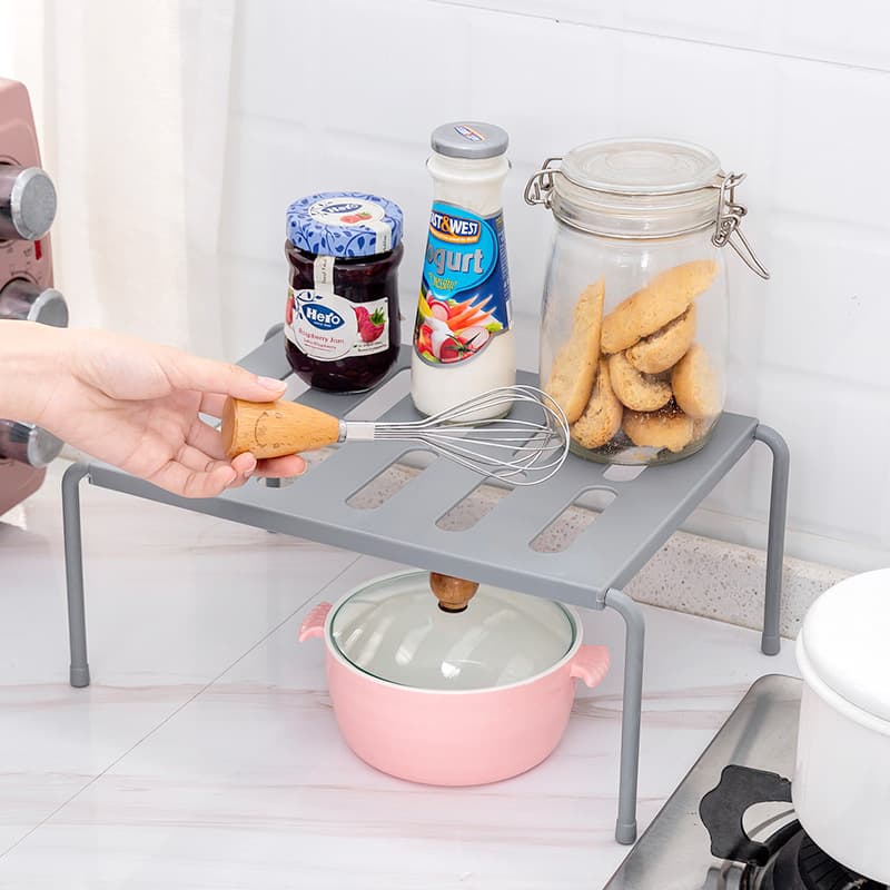 Kitchen Expandable Storage Rack Household Seasoning Organiser Adjustable Floor Multi-purpose Plastic Shelf