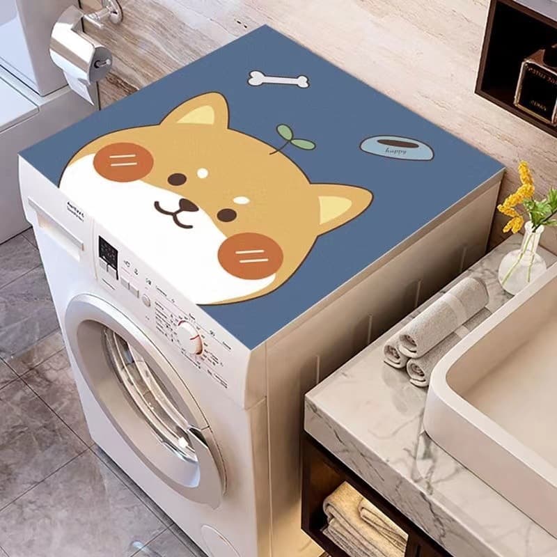 Cartoon Roller Washing Machine Cover, Diatomite Fridge Dust Cover, Waterproof Bedside Table Cloth