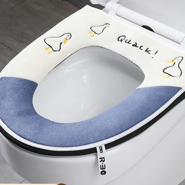 Thickened Toilet Seat Cover, All-Season, Waterproof, Zip-Up, Household, Toilet Seat Cushion