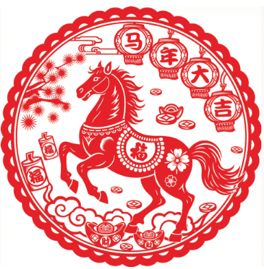 Horse Year New Year Spring Festival decorative stickers, paper-cut window decorations, zodiac blessing characters, static cling adhesive-free glass stickers