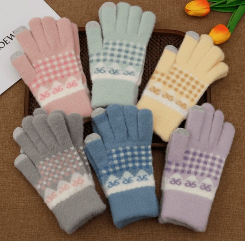 Women's Winter Thermal Knitted Gloves, Touchscreen Compatible, Fleece-Lined, Full Finger, Cycling, Unisex