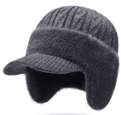 Men's Winter Knit Beanie with Ear Flaps, Thermal & Windproof for Cycling