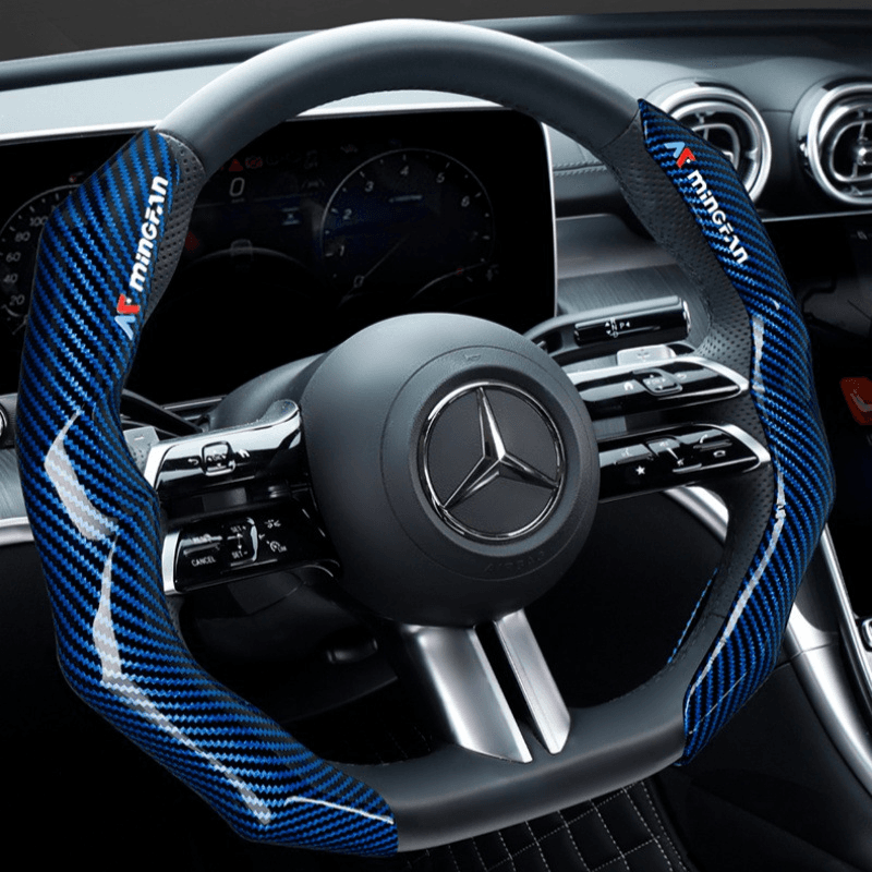 Laser Carbon Fibre Pattern Steering Wheel Cover for BMW, Mercedes-Benz, Audi Universal Card-Style 5D Sports Grip, Summer