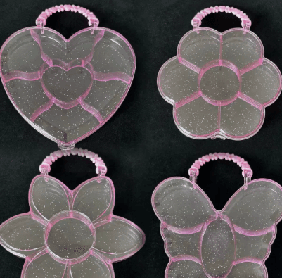 PS High Transparency Butterfly Plum Blossom Heart-Shaped Special-Shaped Box, Children's Hair Tie, Bead DIY Organiser Storage Box
