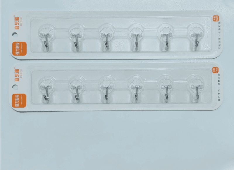 Six-Hook Strip Clear Adhesive Hooks, Brushed Gold/Silver PVC Strong Glue, No Trace, Six-Row Metal Hooks