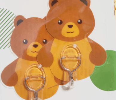 Strong adhesive wall hooks, no-drill, removable, animal-shaped