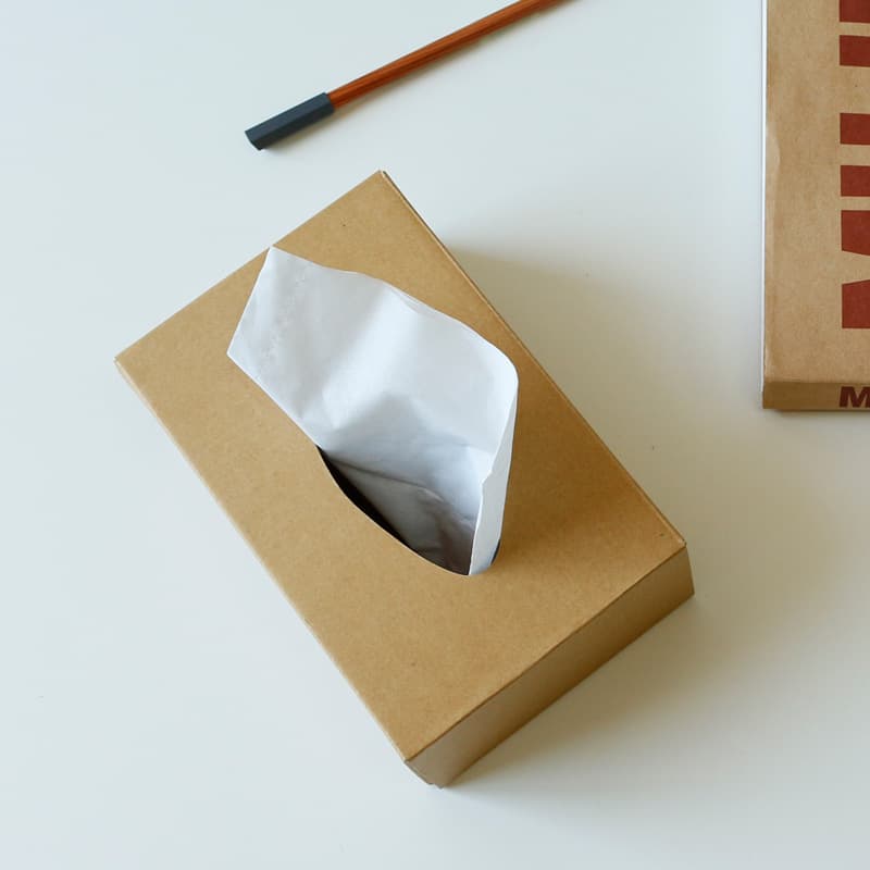 Kraft paper tissue box and pen holder for desk, living room, coffee table, simple desktop storage organiser