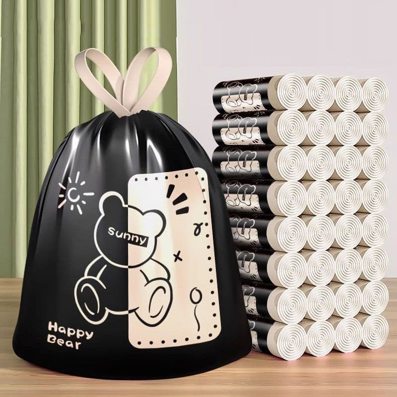 New Style Violent Bear Tear-Free Drawstring Rubbish Bag, Household Carry Handle, Kitchen Dorm Thickened Large Plastic Bag
