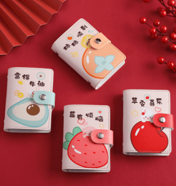 Card Holder, Women's Cartoon Multi-Slot Fruit Anti-Demagnetisation Ultra-Thin Large Capacity Exquisite Compact Card Case