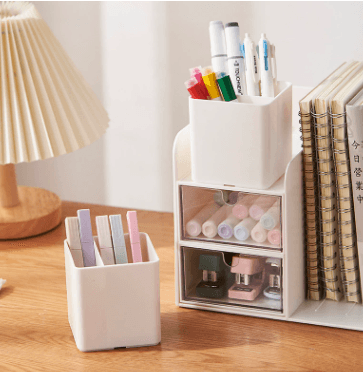 Minimalist Japanese-style desk pen holder, creative student stationery organiser, also for make-up brushes and office storage