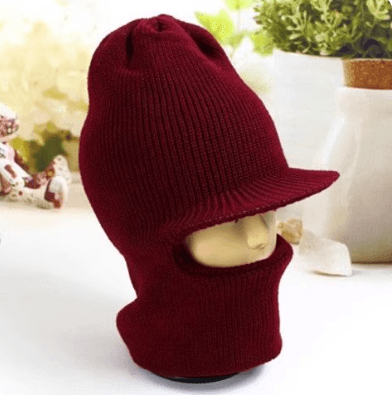 Ear-flap knit beanie for men, dual-use knitted hat, outdoor cycling thermal neck warmer, one-piece pullover hat