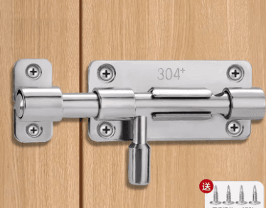 Stainless Steel Left/Right Bolt Door Latch with Padlock Hasp, Smiley Face Anti-Theft Bolt, Heavy Duty Surface Mounted Old Style