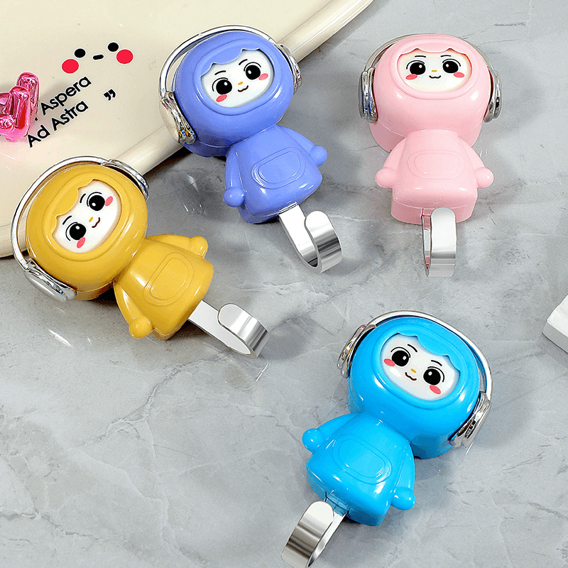 Trendy Hallway No-Drill Strong Adhesive Hook with Cartoon Girl Design - Cute Pink Lady