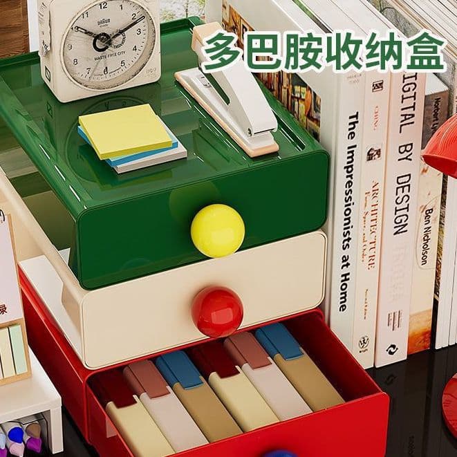 Drawer-style dopamine desktop storage box, cute office desk tidy, small shelf for dorm room